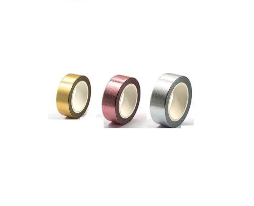 3pcs Gold+Silver+Rose Gold foil washi tape for wall decor Decorative tape crafts Washy-tape Mirror tape strips duct tape Metallic washi tape Self Adhesive Masking Tape 0.59in x33FT (3Color 3Pcs)