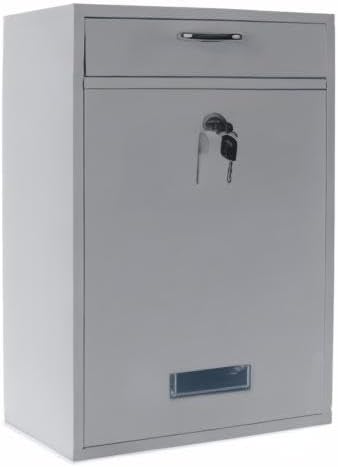 Wall Mounted Locking Vertical Dropbox Mailbox - Safe and Secure (Large) | Made with Galvanized Steel (Light Gray)