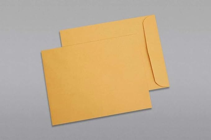 Limited Papers (TM) Booklet Envelopes, (Open Side) Brown Kraft, Gummed Seal, 28 Pound, Heavyweight, For Mailing And More. (250, 12 x 16)
