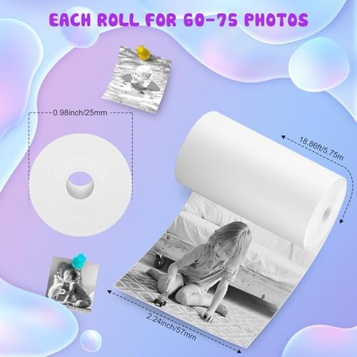 Kids Instant Print Camera Paper - 6 Rolls Thermal Printing Refill Set for Toddler Camera, Coreless Thermal Paper, Compatible with Thermal Printers