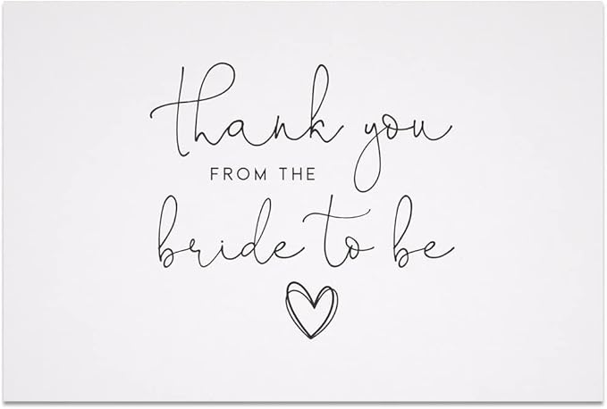 All Ewired Up Thank You From The Bride To Be Heart Cards with Kraft Envelopes, Box of 30, Folded, Tented, Bulk, Wedding, Bridal Shower, Bachelorette Party, Hen's Night, Rehearsal Dinner