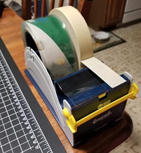 WOD TTD3SD Tabletop Multi-Roll Steel Desktop Tape Dispenser, Blue & Gray - Fits Tape up to 3 inch Wide, Holds 3 inch core, Weighted Rubber Base for Stability