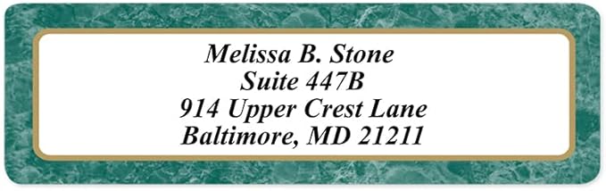 Green Marble Designer Rolled Name & Address Labels with Elegant Plastic Dispenser