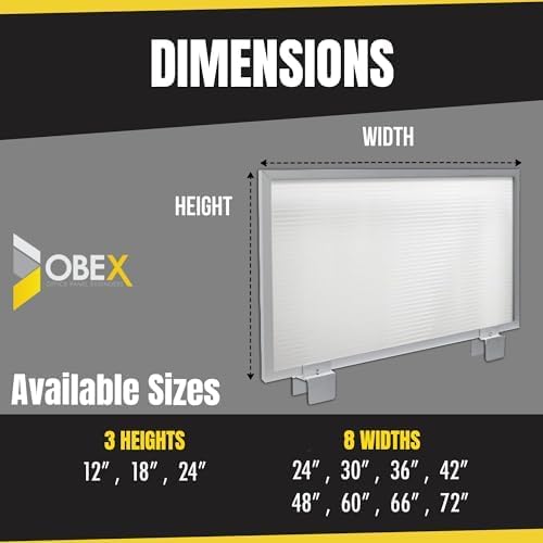 OBEX Screen Extender Polycarbonate Desk Privacy Panel & Divider for Office Cubicle, 12" x 24", Translucent