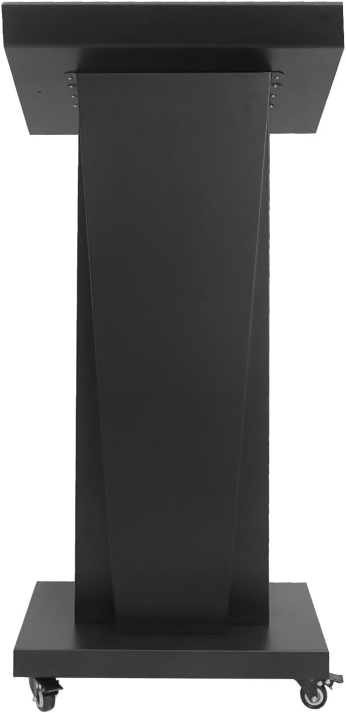 Podium Stand with 4 Locking Wheels, Lecterns & Podiums for Church School Office Conference Home, Heavy Duty Metal, Large Storage Area, Slant Desktop, 50.4" H