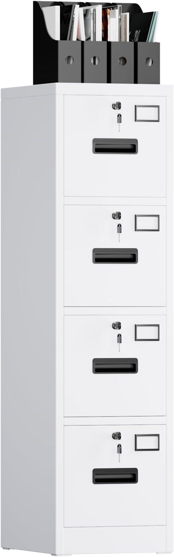 4 Drawer File Cabinet, Metal Vertical File Storage Cabinet with Lock, Office Home Steel Vertical File Cabinet for A4 Letter/Legal Size, 14.96" W x 17.72" D x 55.2" H, Assembly Required