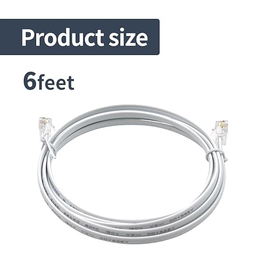 Phone Cable 6 Feet Telephone Line Cord with RJ11 6P4C Connectors for Landline Phone, Fax Machine and Modem, for Both in-Wall and Out-Wall Using, White, AV04212