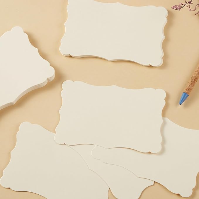 50 Pack Blank Kraft Cards Cardstock Thick Paper Brown Greeting Cards for DIY Gift Card Menus, Baby Shower and Wedding Invitations (Cream, 4x6IN)