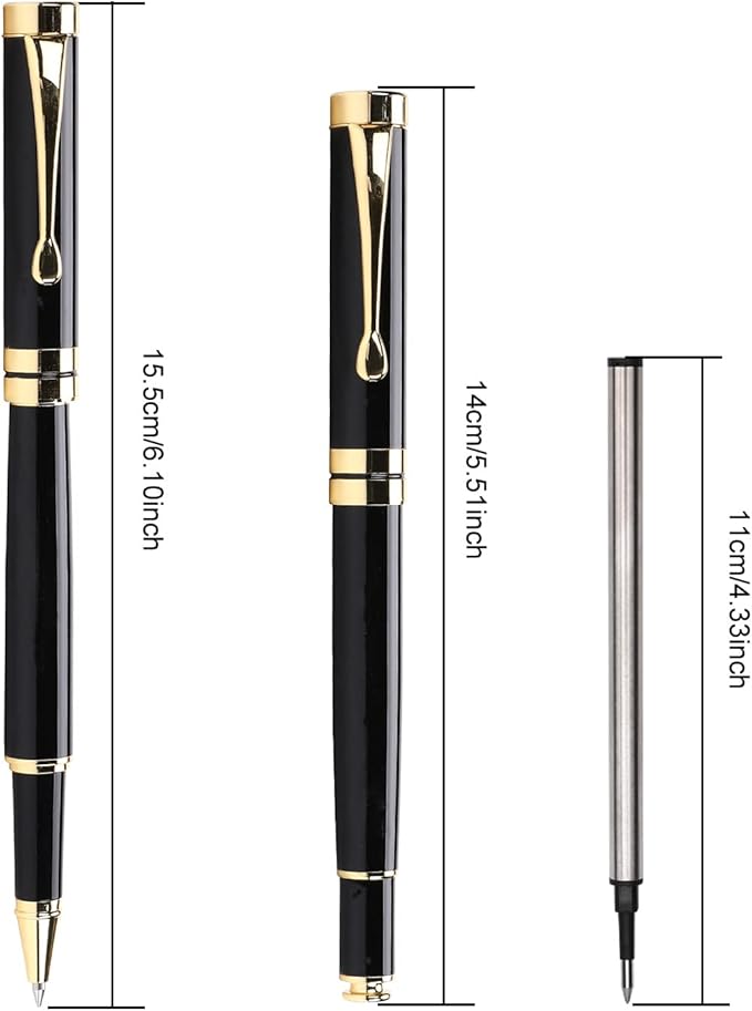 YIVONKA Luxury Ballpoint Pens Best Ball Pen Gift Set for Men & Women Professional Executive Office Nice BallPens Classy Gift Box Ballpoint Black Refill Line width 0.5mm (Black Gold)