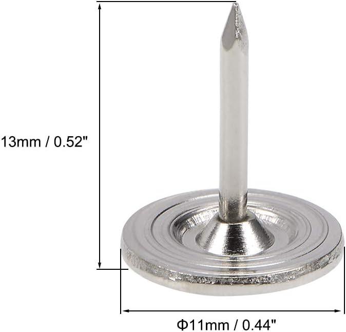 uxcell Upholstery Nails Tacks 11mmx13mm Flat Head Furniture Nails Pins Silver Tone for Furniture Sofa Headboards, 100 Pcs