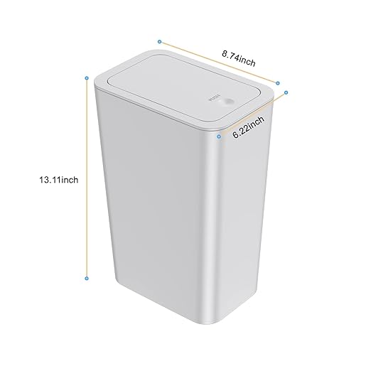 N. NETDOT 3 Pack 10 Liter / 2.6 Gallon Bathroom Trash Can, Small Trash Can with Lid, Garbage Can Waste Basket for Bathroom, Kitchen, Bedroom, Powder Room, Craft Room, Office, College (Gray)