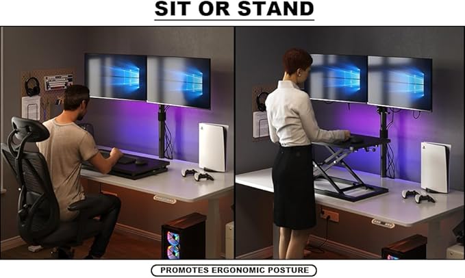Decoholic Single 24 inch Scissors Lift Keyboard and Mouse Riser, Height Adjustable Standing Desk Converter for Ergonomic Sit Stand Workstations,suitable to hold large/small items (24inch, Black)