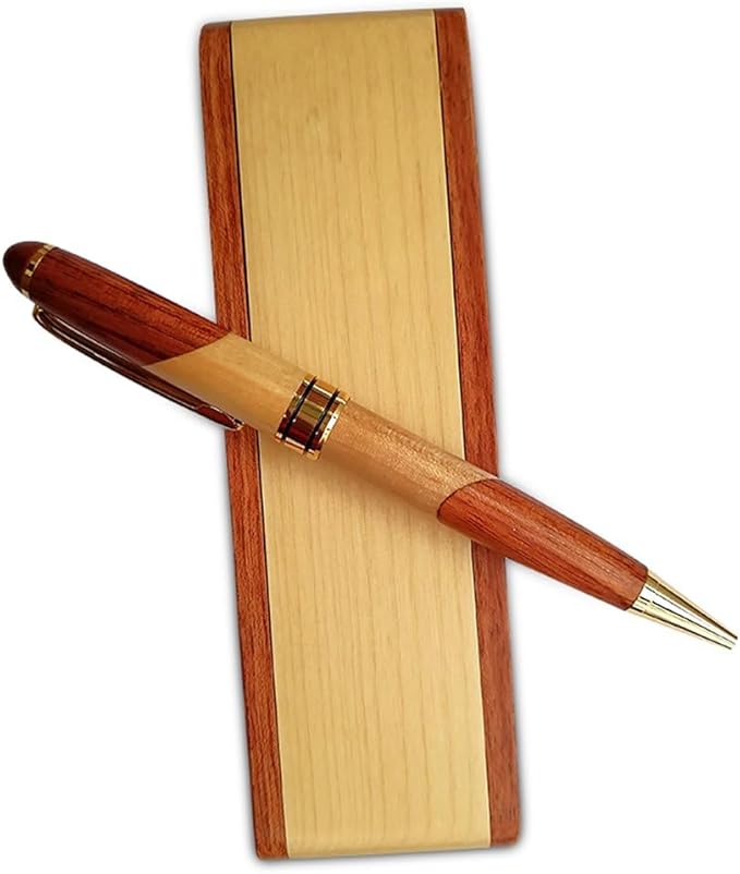 Luxury Wooden Ballpoint Pen Gift Set with Business Pen Case Display, Nice Writing Pen with Box and Gel Ink Refills Fancy Business Wood Pens Stand for Men Women Designer Cool Executive Pen