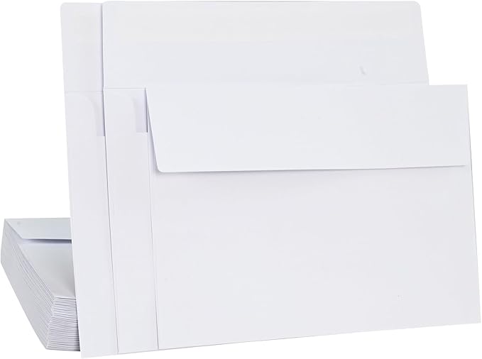 100Packs 5x7 Envelopes,White A7 Envelopes,5x7 Envelopes for Invitations,Envelopes Self Seal for Weddings,Greeting Cards, Mailing, Invitations, Photos, Postcards,Printable Invitation Envelopes