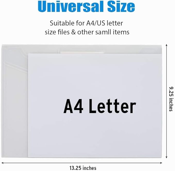 Sooez 50 Pack Plastic Envelopes File Folders, Clear