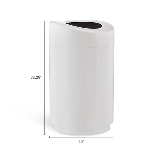 Safco Open Top Trash Can, 30 Gallon Stainless Steel Modern Garbage Can for Indoor Use, White
