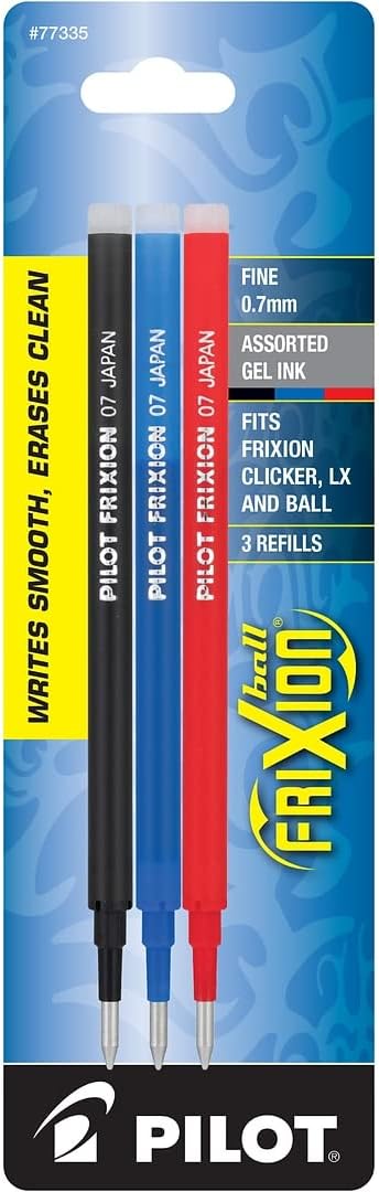 Pilot Gel Ink Refills for FriXion Erasable Gel Ink Pen, Fine Point, Assorted Ink, Pack of 9 (77335)