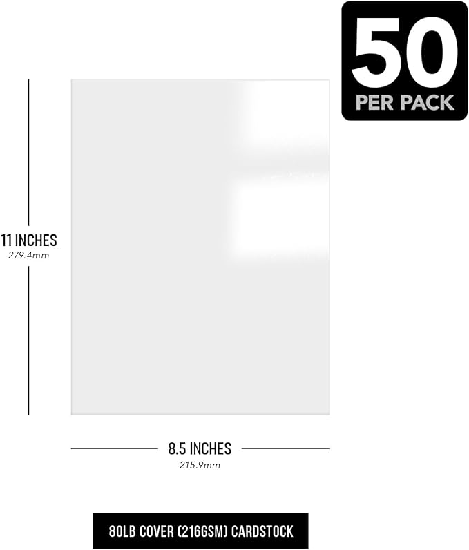 Double-Sided Heavyweight Gloss Digital C2S Cardstock – Perfect for Color Laser Printing, Flyers, Brochures, Photos | 8.5" x 11" | 80lb Cover | Acid Free, Glossy Coated on Both Sides | 50 Sheets