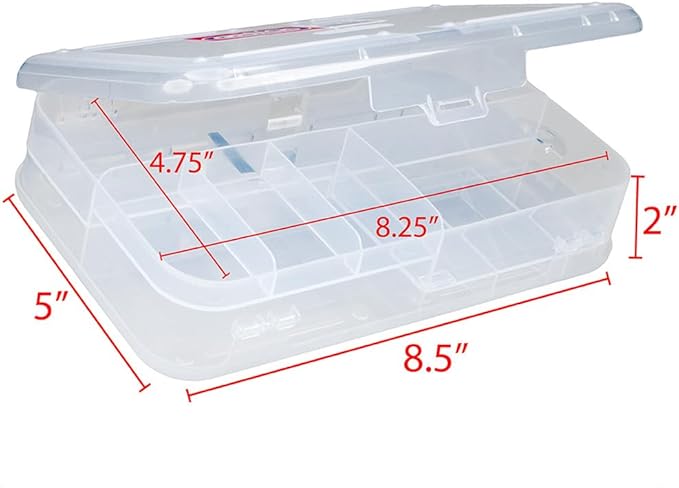 Craft County | Transparent Pencil Box | Double Sided Utility Box Storage Office Supplies Organizer | Clear