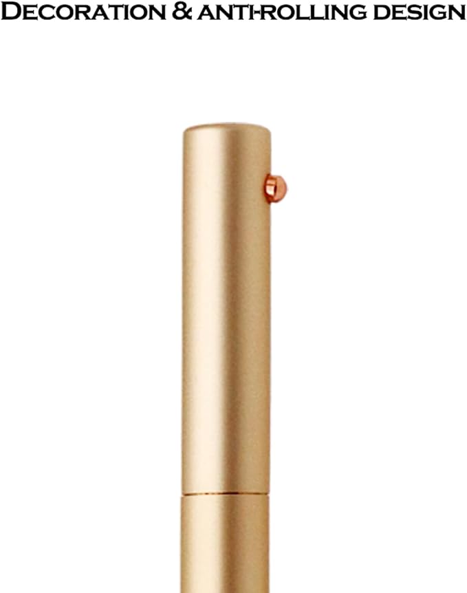 DUNBONG Retractable Metal Gel Pen, 0.5mm Medium Point Ballpoint Pens, Black Gel Ink (Golden)