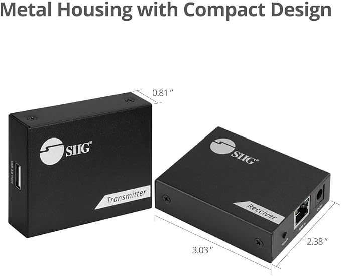 SIIG 4-Port USB 2.0 Extender 492ft Over Cat6/ 7 Cable, Cat5e Cable up to 330ft, Plug and Play, High Speed Transfer, for PC, Surveillance, Video Conference, Gaming (JU-EX0411-S1)