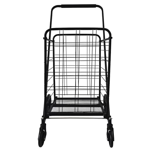 SereneLife Collapsible Utility Cart, Portable Foldable Shopping and Laundry Wagon with Heavy-Duty Easy Glide Wheels and Soft Foam Covered Handle, Transport Jumbo Loads and Heavy Items