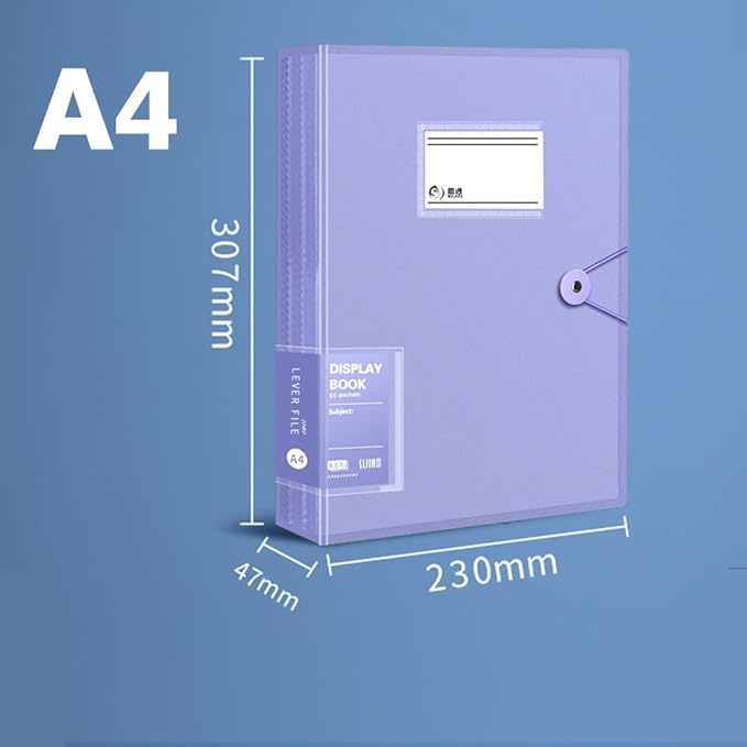 A4 80 Pockets 160/Sides Display Book Paper Document Holder, Business Presentation Book Presentation Folder (80 Pockets Transparent Purple)
