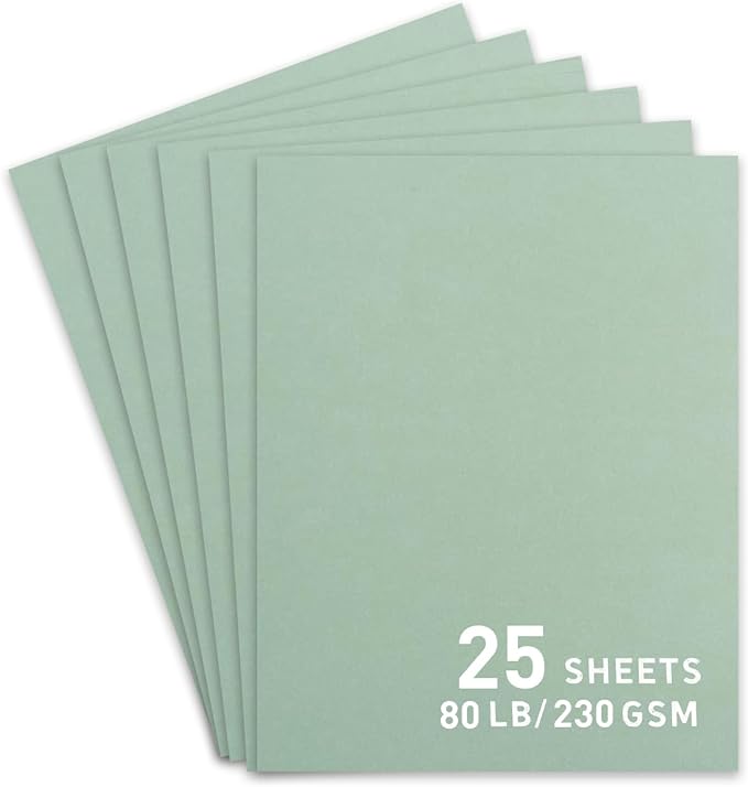 25Sheets Sage Green Cardstock Paper, A4 Card stock for Cricut, Thick Construction Paper for Card Making, Scrapbooking, Craft 90 lb / 250 gsm