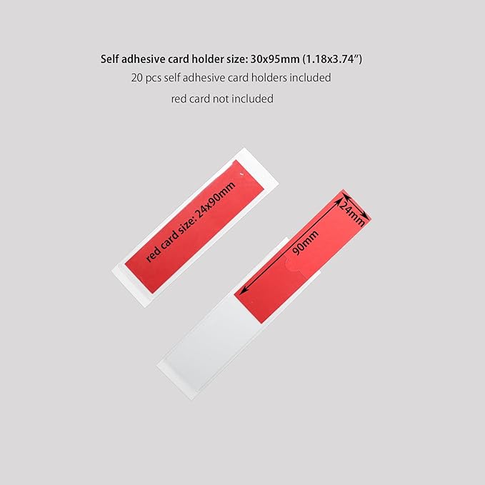 Clear Adhesive Pockets Sleeves,Plastic Self Adhesive Label Holders Pockets Holder for Index Cards Planners Cabinets Shelves (1.18"x3.74"(30x95mm)-20PCS)