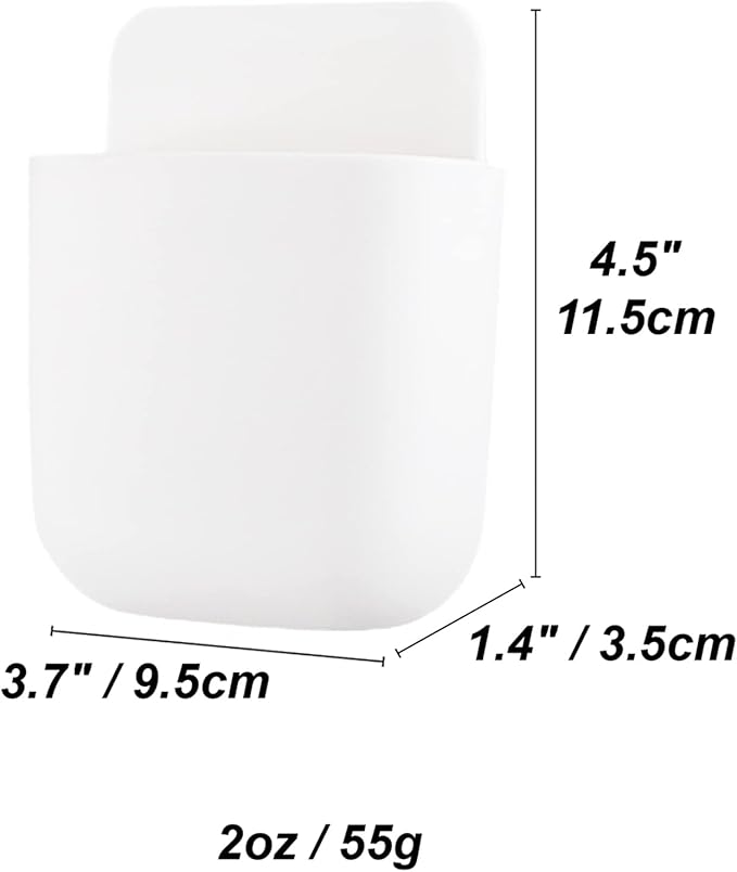 3 Pcs Remote Control Holder, Wall Mount Pen Holder Hole-Free Self Adhesive Phone Charging Organizer Pencil Storage Containers for Home Office School Supply Orgaizer (White