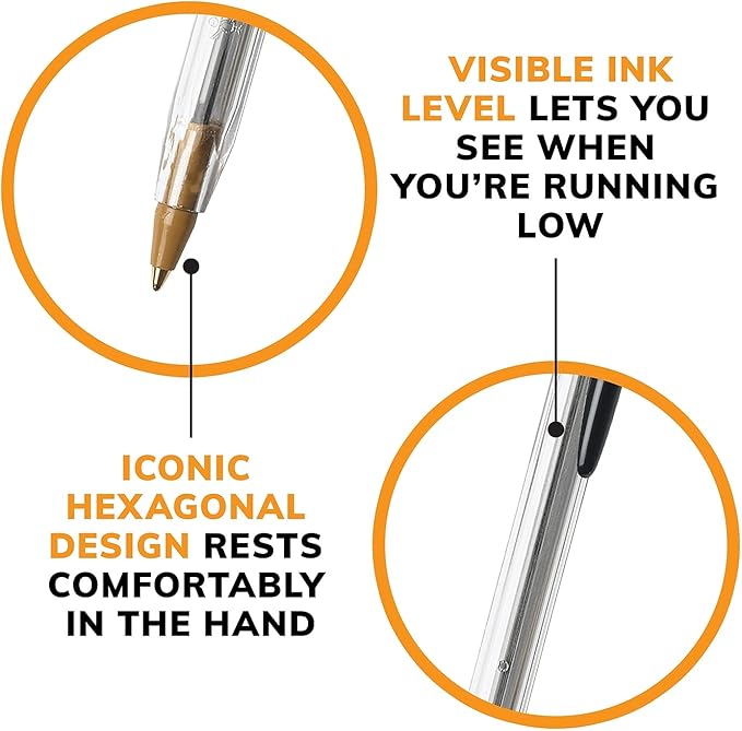 BIC Cristal Xtra Smooth Black Ballpoint Pens, Medium Point (1.0mm), 12-Count Pack, Extra Smooth and Reliable Ballpoint Pens
