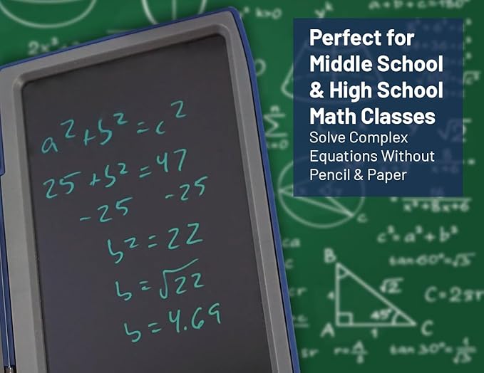 Achieva Scientific Calculator with Erasable LCD Writing Tablet | 2-Line Display | Dual Solar & Battery Power | for Students in Middle School, High School (970)