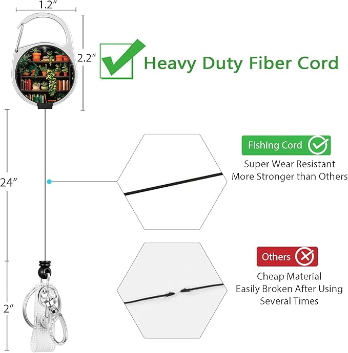 Gctriki Bookshelf Badge Reel Retractable with 360° Swivel Carabiner Clip, Librarians Work ID Badge Holder Retractable Clip, Cute Students Nurse Teacher Book Lover ID Card Holder Keychain Accessories