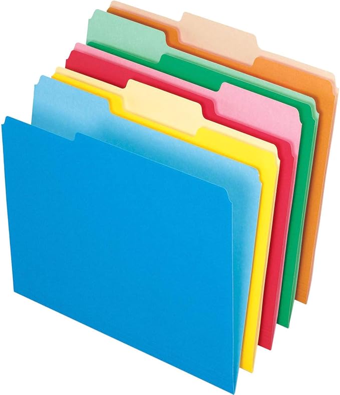 Pendaflex Two-Tone Color File Folders, Letter Size, Assorted Colors, 1/3 Cut, 100 per box (152 1/3 ASST)