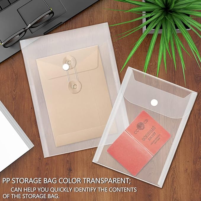 Vmiapxo 40 Pack Stamp and Die Storage Pockets, Reusable Small Plastic Envelopes Waterproof Sticker Organizer Receipt Holder Photo Storage Folders (Mixed Size)