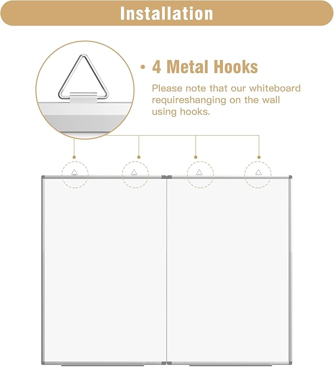 48"X 36" Large Magnetic Dry Erase Whiteboard, Removable Wall Hanging Board with 4 Pens & 1 Dry Erasers & 6 Magnets, Sliver Aluminum Frame White