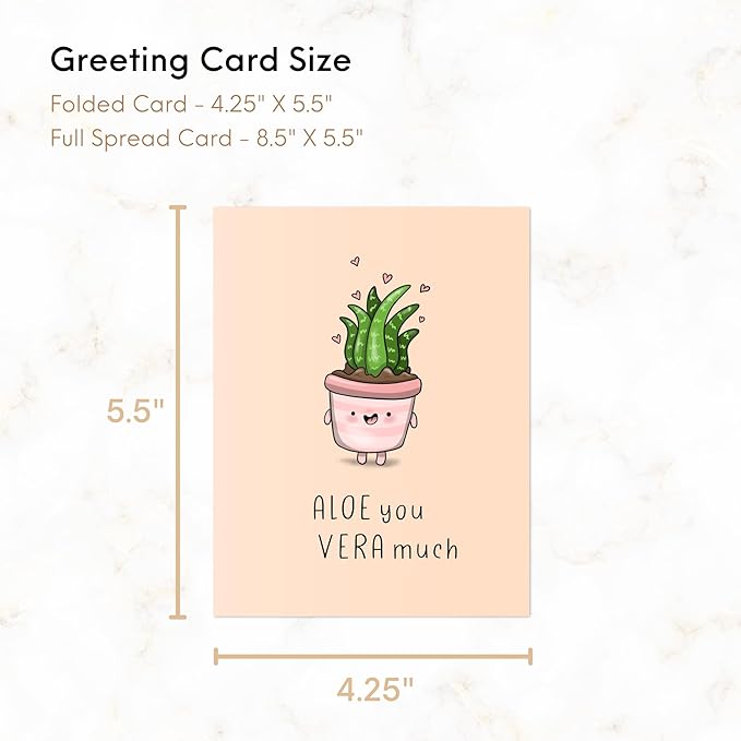 ALY LOU Anniversary Card for Her Him/Girlfriend Wife/Husband Boyfriend, Friendship Thank You Birthday Kawaii Greeting Card (Aloe You Vera Much)