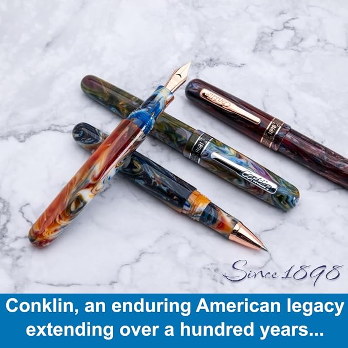 Conklin 1898 Fountain Pen, Misto Green - Medium Nib | Handcrafted Resin Pen with Unique Design | JoWo Stainless Steel Nib Made in Germany | Ideal Gift for Professionals