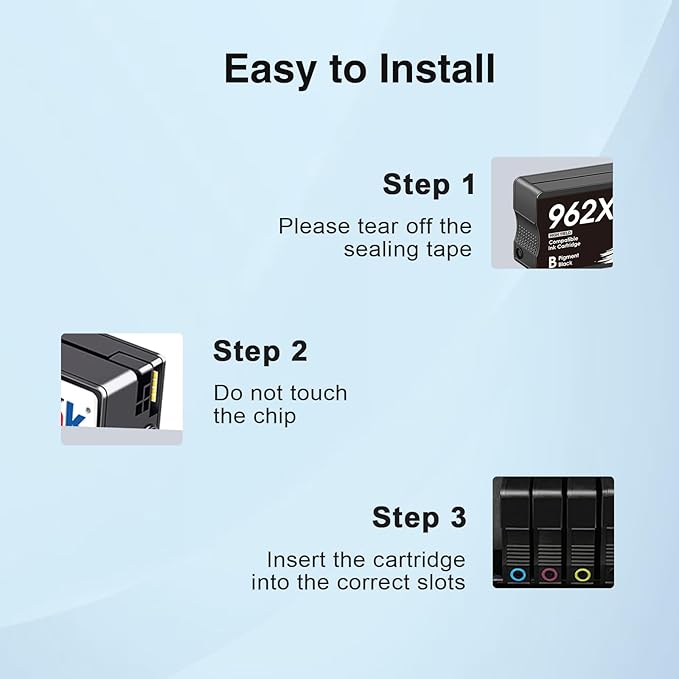 962XL Ink Cartridges for HP 962XL Ink Cartridges Combo Pack Work for HP Officejet Pro 9015e 9025e 9018e 9025e 9010 9015 9025 9020 Printer for HP 962 XL (4 Pack)