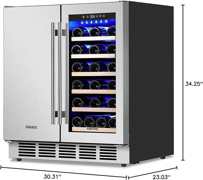30" Stainless Steel Wine & Beverage Refrigerator - Dual Zone, Built-in/Freestanding with Upgraded Cooling - 30 Bottles & 110 Cans Capacity