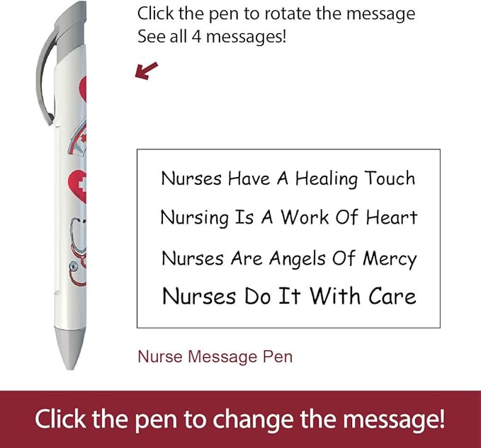 Greeting Pen Rotating Message Nurse Pen - #1 Nurse (Silver Top) 6 Pack (36546)