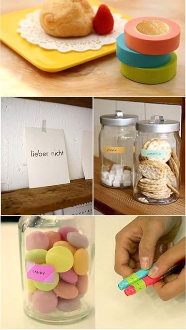 Colorful Masking Tape, Decorative Colored DIY Tape for Arts & Crafts, Labeling or Coding - Art Supplies for Kids - 10 Different Color Rolls, 1 Inch x 16 Yards