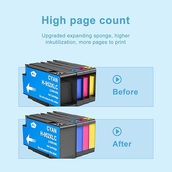 Black High-Yield Ink Cartridge Replacement for HP 952 XL Ink Cartridges Use with Officejet Pro 7740 8210 8710 8720 8740 8715 7720 8725 8730 8216 (4 Packs)