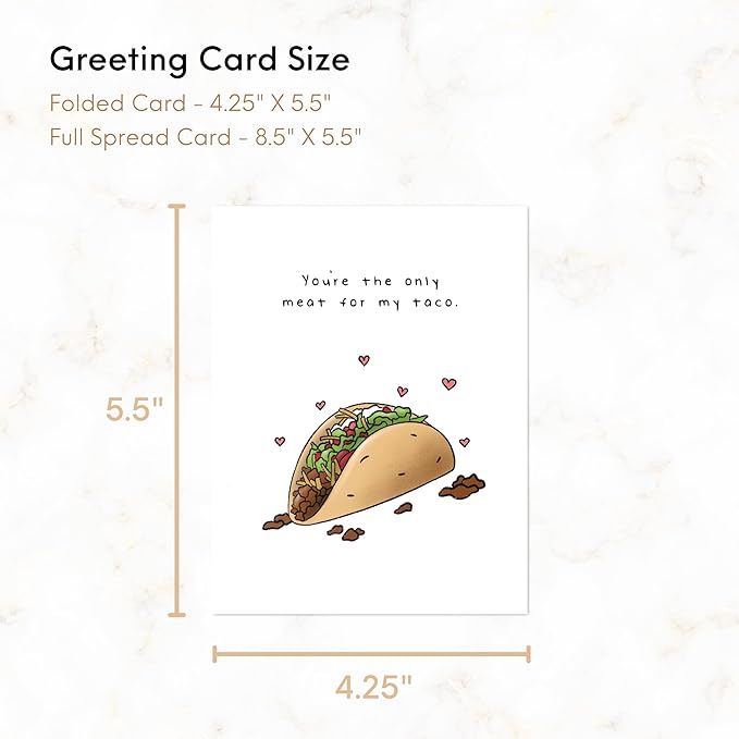 ALY LOU Naughty Anniversary Card, Mexican Anniversary for Boyfriend Husband, Funny Birthday for Him Her, Sarcastic Adult for Wife Girlfriend, Dirty Greeting Card (Meat For My Taco)