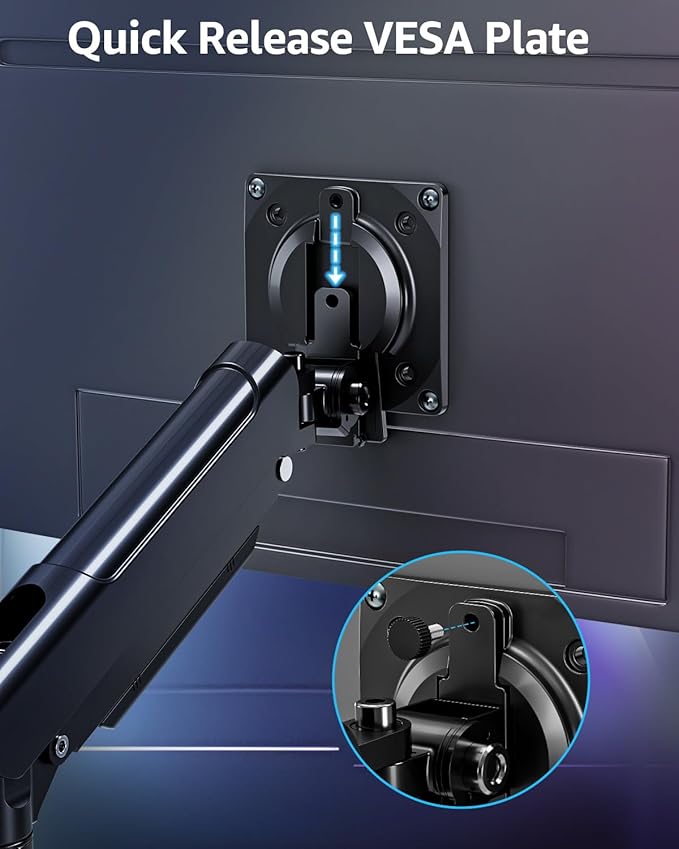 Dual Monitor Mount for 32 27 24 22inch Screens, Gas Spring Monitor Stand for 2 Monitor, Full Adjustable Monitors Desk Mount with C-Clamp&Grommet Base, Each Arm Holds 4.4-22 lbs, Freelift Pro Black