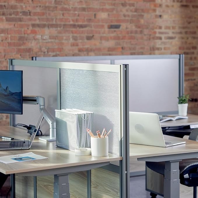 NBF Office Partitions - Cubicle Privacy Panel Wall Divider - Modern Room Separator with Quick Assembly - Indoor Laminate Free Standing Portable Room Divider Panel - 52" H x 73" W (Warm Ash)