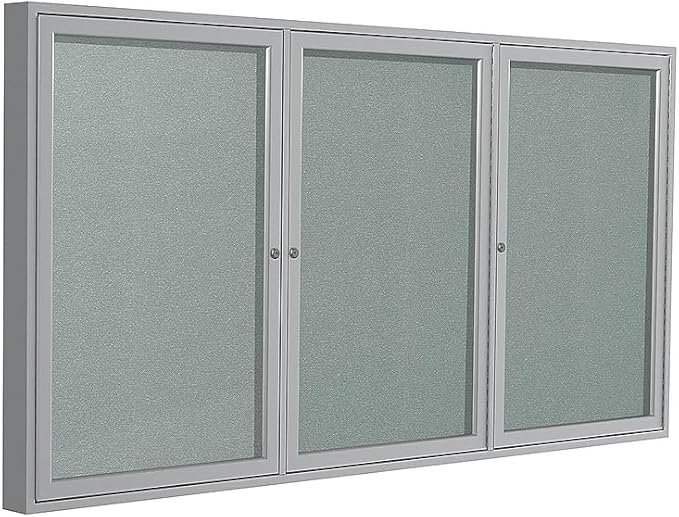 Ghent 36"x72" 2-Door Outdoor Enclosed Vinyl Bulletin Board, Shatter Resistant, with Lock, Satin Aluminum Frame - Silver (PA33672VX-193), Made in The USA
