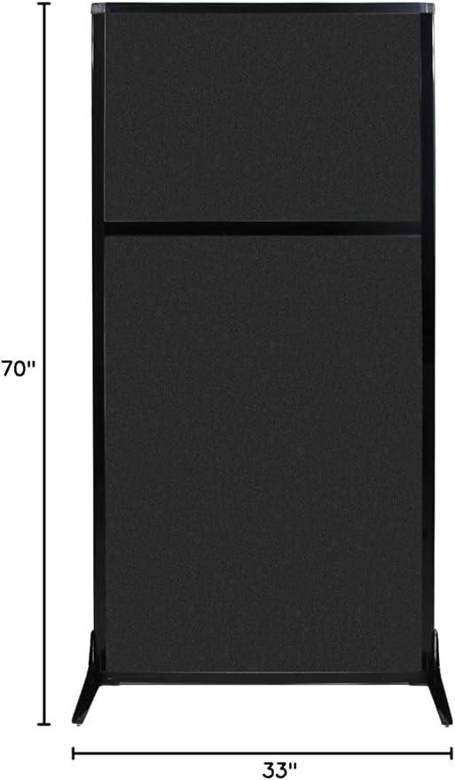 Versare Office Workstation Screen | Portable Wall Divider | Modern Cubicle | Freestanding Privacy Screen | Flexible Work Space | 1 Panel | 33" Wide x 70" Tall Black SoundSorb Panels