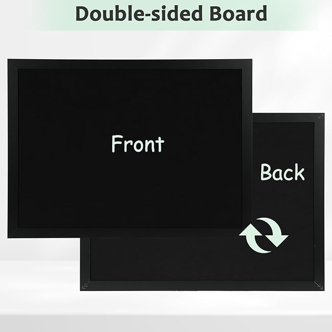 DOLLAR BOSS Large Black Cork Board Double-Sided Bulletin Board with Linen 24''x 18'', Black Cork Boards for Walls Wood Frame Hanging Pin Board, Cork Board for Office Home School 1-Pack