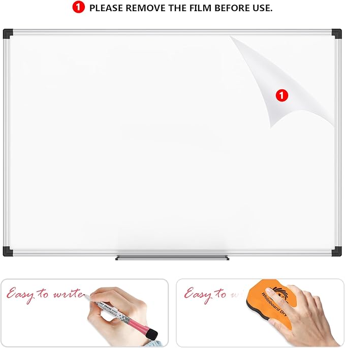 XBoard Magnetic Dry Erase Whiteboard 48 x 36 Inch, 4' x 3' Premium White Board for Wall with Marker Tray, Silver Aluminum Frame Presentation Board for Home Office Classroom